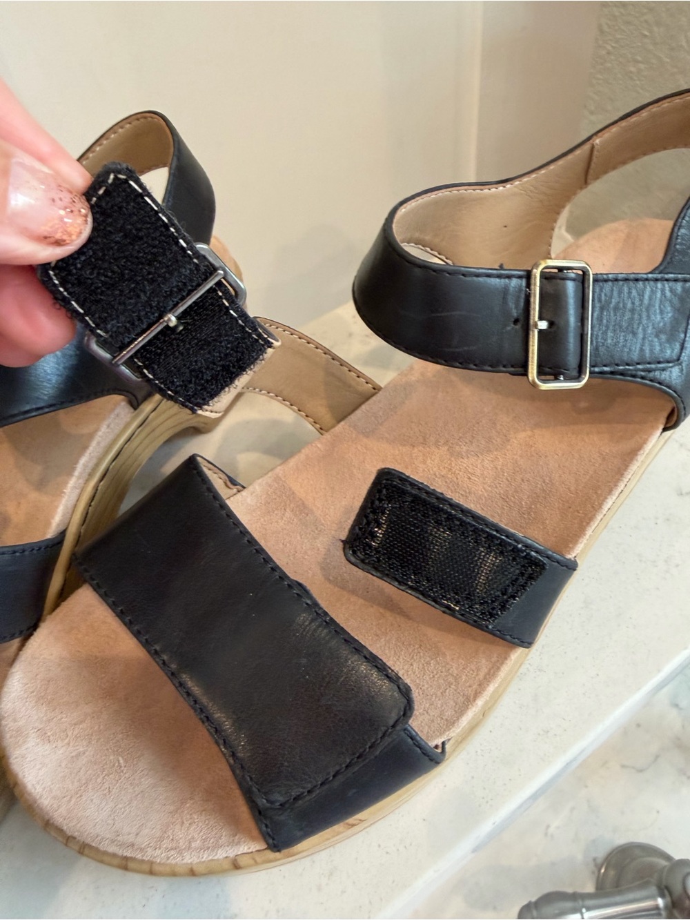 DANSKO Malena Sz 37 Women's Black Strappy Platform Sandals Velcro straps - Picture 7 of 8